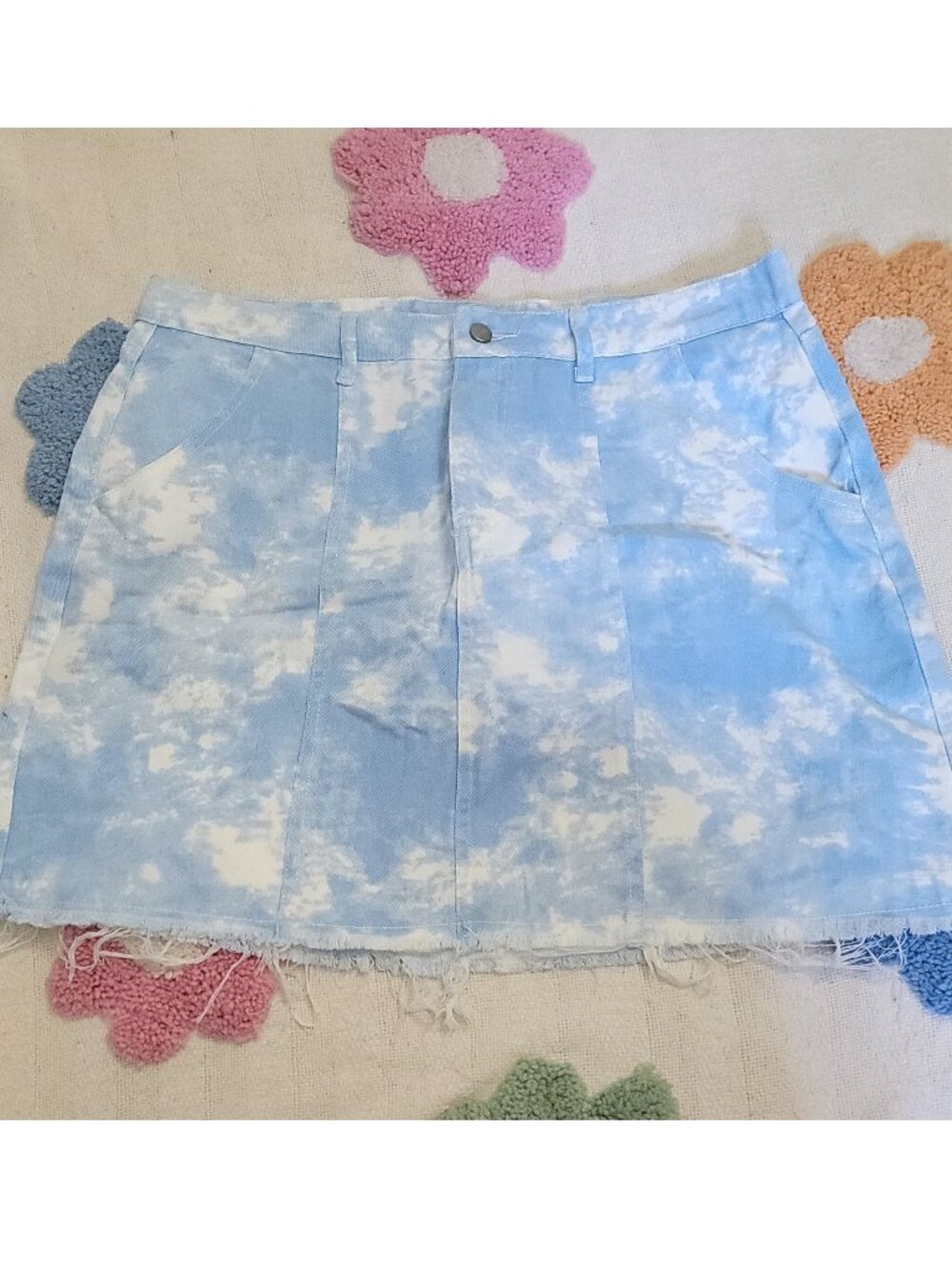 Shein Cloud Print Jean Skirt